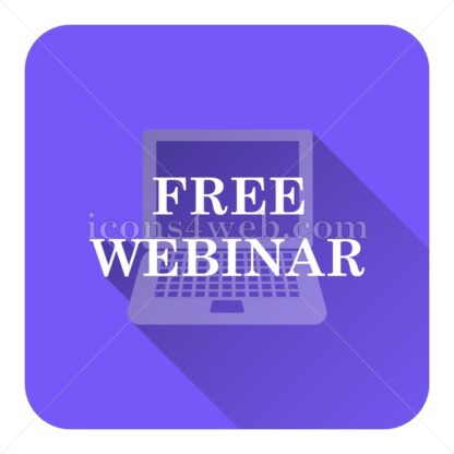 Free webinar flat icon with long shadow vector – icon website - Icons for website