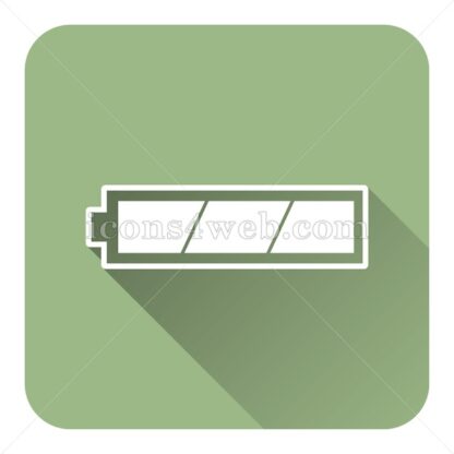 Fully charged battery flat icon with long shadow vector – royalty free icon - Icons for website