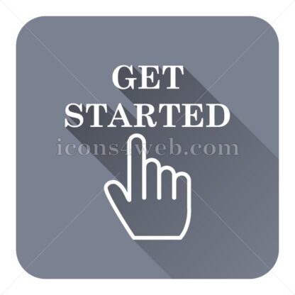 Get started flat icon with long shadow vector – website button - Icons for website