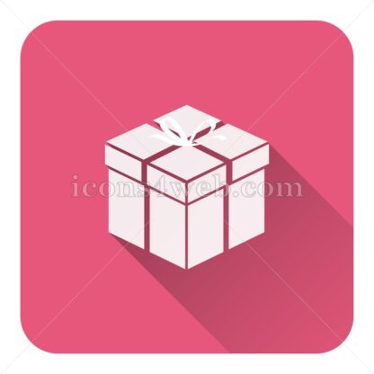 Gift flat icon with long shadow vector – webpage icon - Icons for website