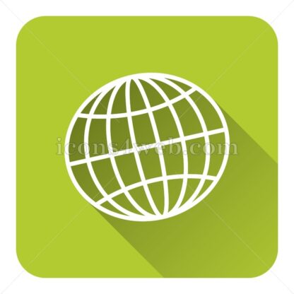 Globe flat icon with long shadow vector – web page icon - Icons for website