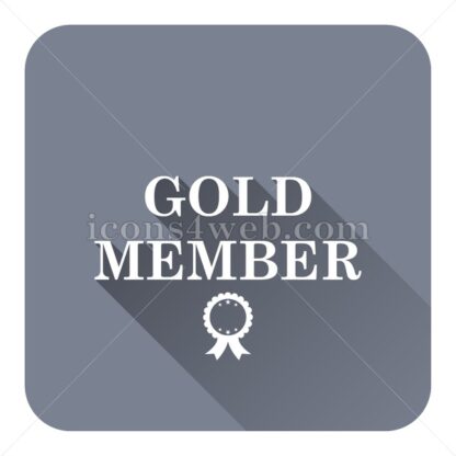 Gold member flat icon with long shadow vector – button for website - Icons for website