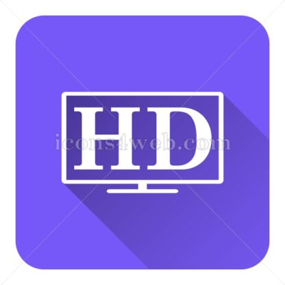 HD TV flat icon with long shadow vector – web icon - Icons for website