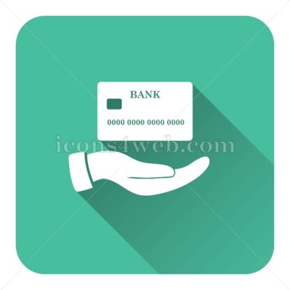 Hand holding credit card flat icon with long shadow vector – icon website - Icons for website