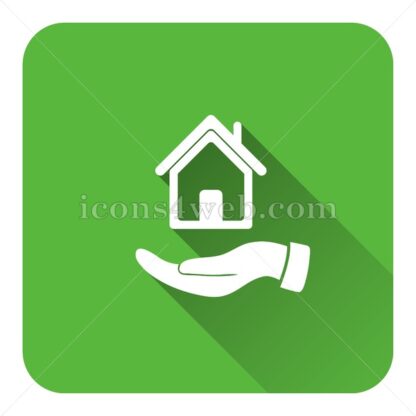 Hand holding house flat icon with long shadow vector – icon website - Icons for website