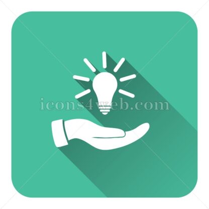 Hand holding lightbulb. Idea flat icon with long shadow vector – graphic design icon - Icons for website