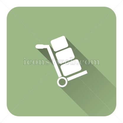 Hand truck flat icon with long shadow vector – flat button - Icons for website