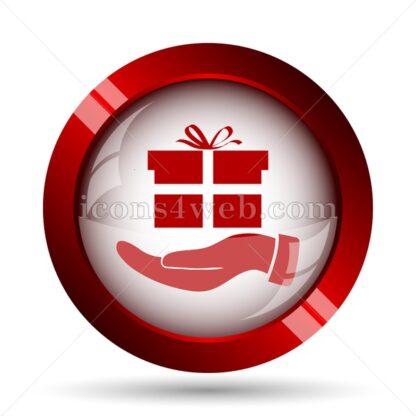 Hand with gift website icon. High quality web button. - Icons for website