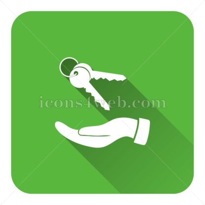 Hand with keys flat icon with long shadow vector – flat button - Icons for website