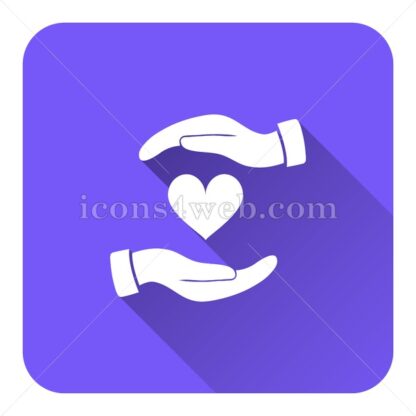 Hands holding heart flat icon with long shadow vector – icon website - Icons for website