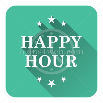 Happy hour flat icon with long shadow vector – web button - Icons for website