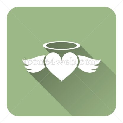 Heart angel flat icon with long shadow vector – button icon - Icons for website