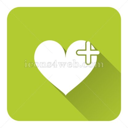 Heart with cross flat icon with long shadow vector – button icon - Icons for website