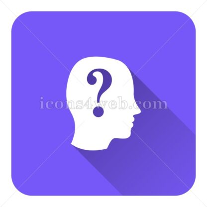 Human head with question mark flat icon with long shadow vector – web button - Icons for website