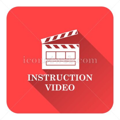 Instruction video flat icon with long shadow vector – icon website - Icons for website