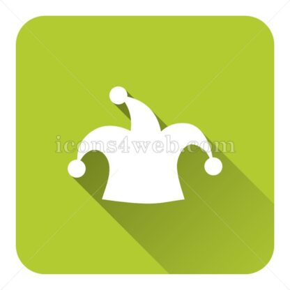 Jester hat flat icon with long shadow vector – flat button - Icons for website