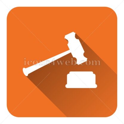 Judge hammer flat icon with long shadow vector – web page icon - Icons for website