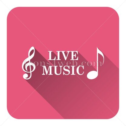 Live music flat icon with long shadow vector – button icon - Icons for website