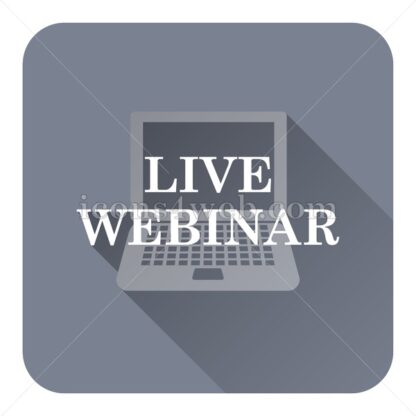 Live webinar flat icon with long shadow vector – web button - Icons for website