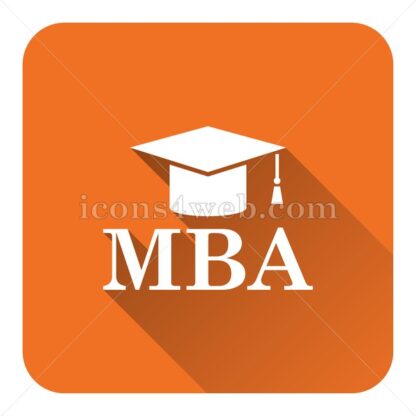 MBA flat icon with long shadow vector – vector button - Icons for website