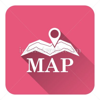 Map flat icon with long shadow vector – button icon - Icons for website