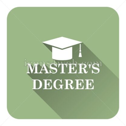 Master’s degree flat icon with long shadow vector – vector button - Icons for website