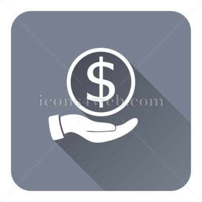 Money in hand flat icon with long shadow vector – icon website - Icons for website