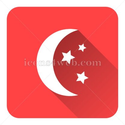 Moon flat icon with long shadow vector – button icon - Icons for website