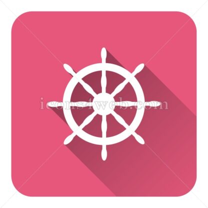 Nautical wheel flat icon with long shadow vector – graphic design icon - Icons for website
