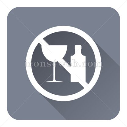 No alcohol flat icon with long shadow vector – royalty free icon - Icons for website