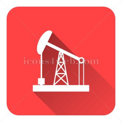 Oil pump flat icon with long shadow vector – web button - Icons for website