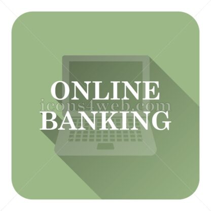 Online banking flat icon with long shadow vector – internet icon - Icons for website