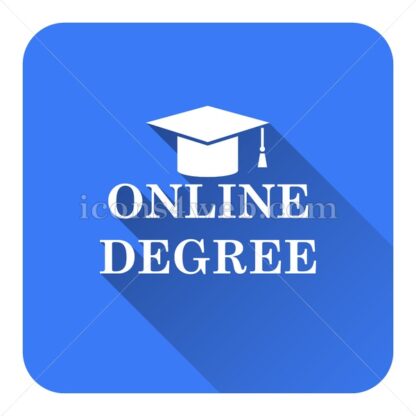 Online degree flat icon with long shadow vector – vector button - Icons for website