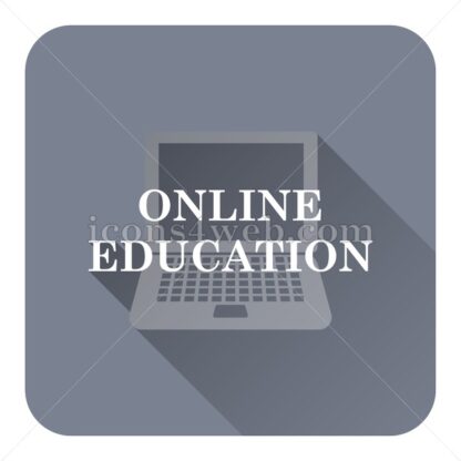 Online education flat icon with long shadow vector – icon website - Icons for website