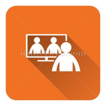 Online meeting flat icon with long shadow vector – icon website - Icons for website