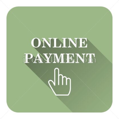 Online payment flat icon with long shadow vector – button for website - Icons for website