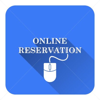 Online reservation flat icon with long shadow vector – button for website - Icons for website