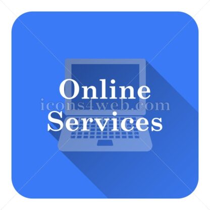 Online services flat icon with long shadow vector – vector button - Icons for website