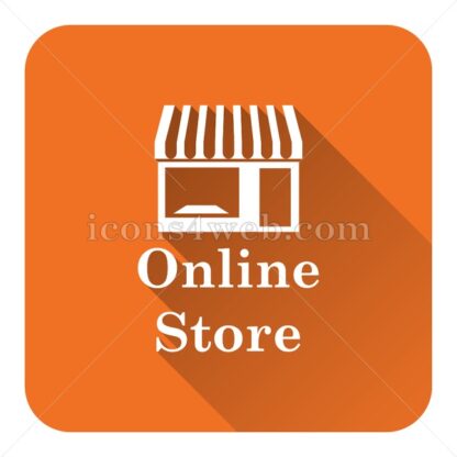 Online store flat icon with long shadow vector – vector button - Icons for website