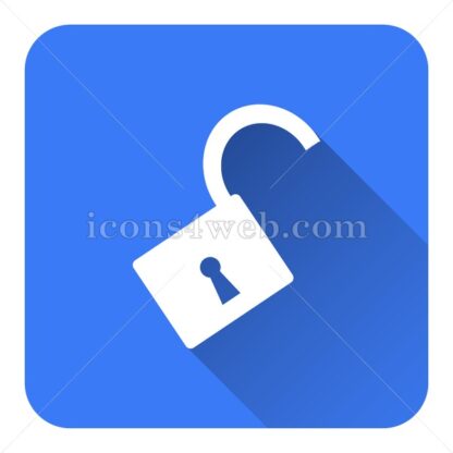 Open lock flat icon with long shadow vector – webpage icon - Icons for website