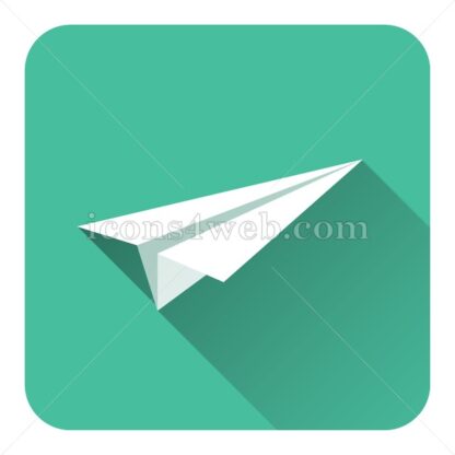 Paper plane flat icon with long shadow vector – button icon - Icons for website