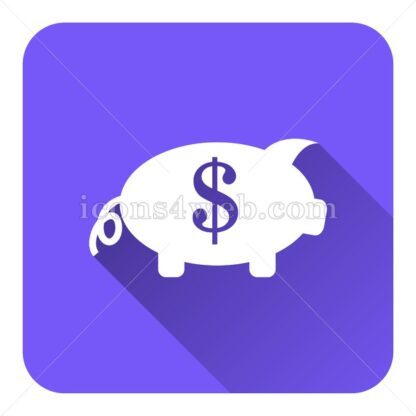 Piggy bank flat icon with long shadow vector – icon for website - Icons for website