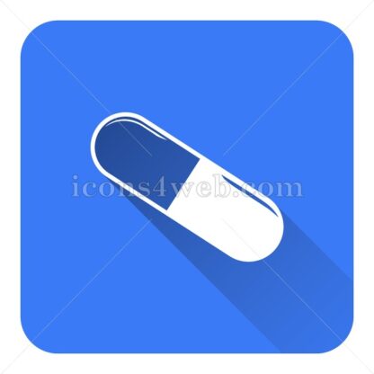 Pill flat icon with long shadow vector – royalty free icon - Icons for website