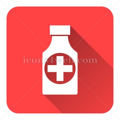 Pills bottle flat icon with long shadow vector – website icon - Icons for website