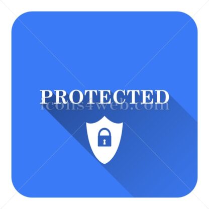 Protected flat icon with long shadow vector – button for website - Icons for website