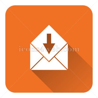 Receive e-mail flat icon with long shadow vector – web page icon - Icons for website