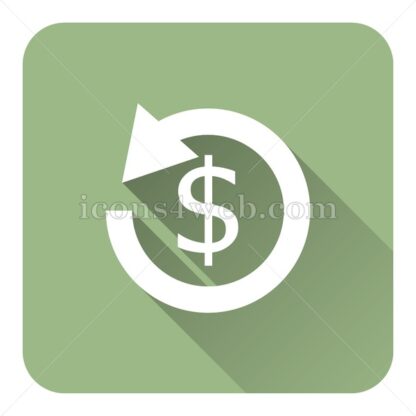 Refund sign flat icon with long shadow vector – graphic design icon - Icons for website