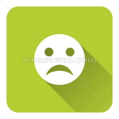Sad smiley flat icon with long shadow vector – web button - Icons for website