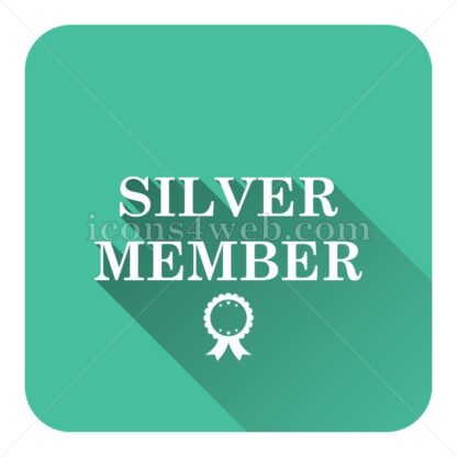 Silver member flat icon with long shadow vector – button for website - Icons for website