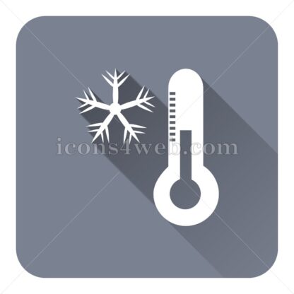 Snowflake with thermometer flat icon with long shadow vector – stock icon - Icons for website